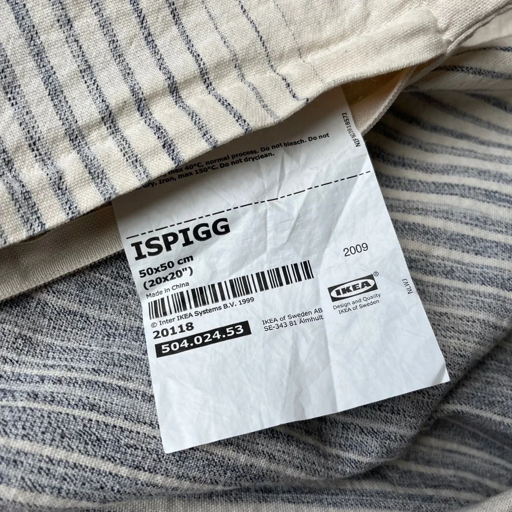 2 Ikea Cotton Throw Pillow‎ Covers Blue Natural 20x20